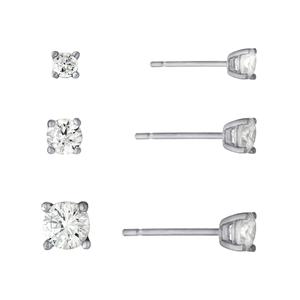 Athra Sterling Silver 3pc. CZ Stud Earrings Set