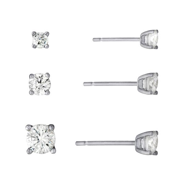 Athra Sterling Silver 3pc. CZ Stud Earrings Set