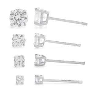 Athra Sterling Silver 4pc. CZ Stud Earrings Set