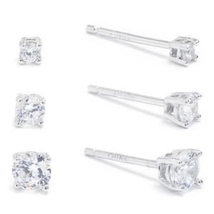 Athra Sterling Silver 3pc. CZ Stud Earrings Set