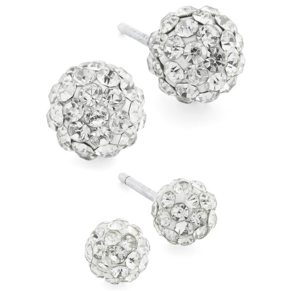 Athra Sterling Silver 2pc. Crystal Stud Earrings Set