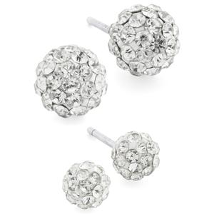Athra Sterling Silver 2pc. Crystal Stud Earrings Set