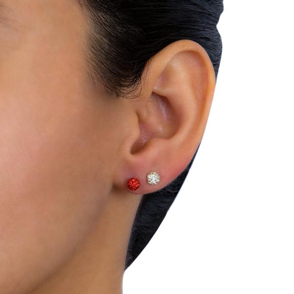 Athra Sterling Silver 2pc. Clear & Red Crystal Stud Earrings Set alternate view