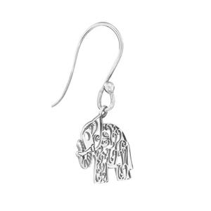 Athra Sterling Silver Laser Cut Elephant Drop Earrings alternate view