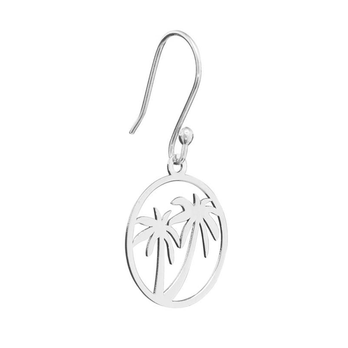 Athra Sterling Silver Laser Cut Palm Tree Drop Earrings