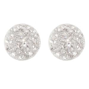 Athra Sterling Silver Crystal Circle Stud Earrings
