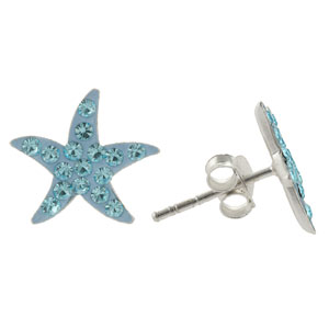 Athra Sterling Silver Crystal Starfish Stud Earrings