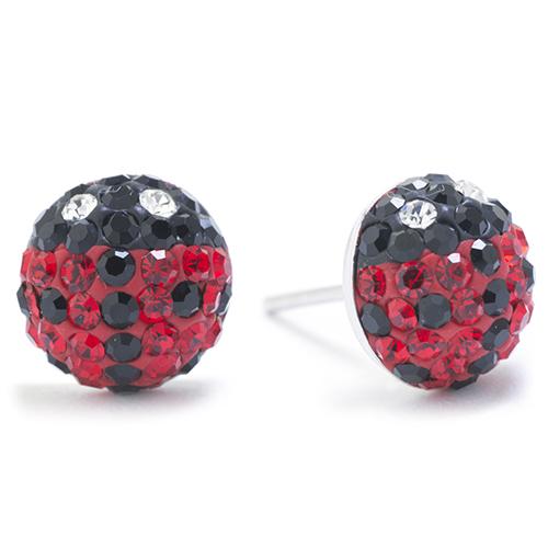 Athra Sterling Silver Crystal Ladybug Stud Earrings