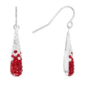 Athra Sterling Silver White & Red Crystal Teardrop Earrings