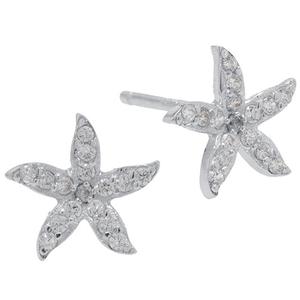 Athra Sterling Silver CZ Starfish Stud Earrings