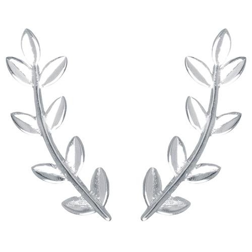 Athra Sterling Silver Leaf Stud Earrings