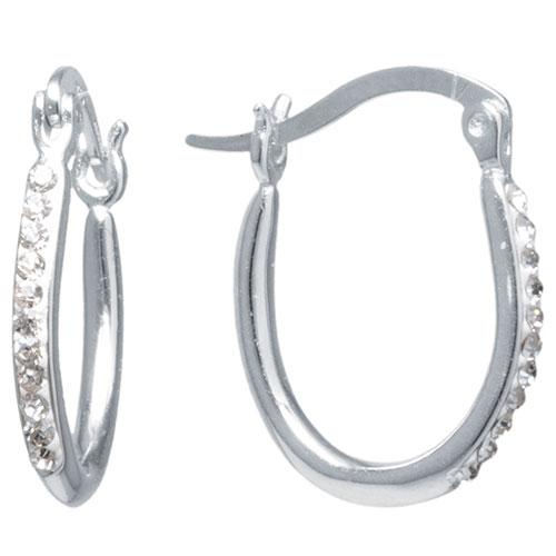 Athra Sterling Silver Clear Crystal Hoop Earrings
