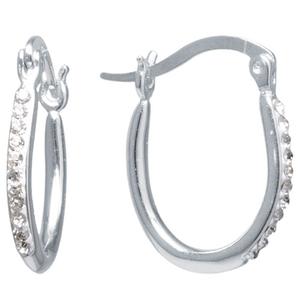 Athra Sterling Silver Clear Crystal Hoop Earrings