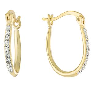 Athra 14kt. Gold Over Silver Clear Crystal Hoop Earrings
