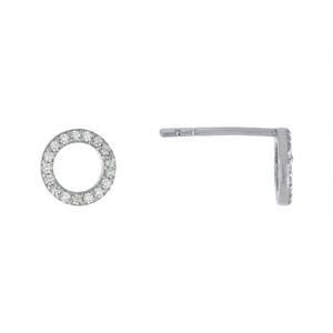 Athra Sterling Silver CZ Open Circle Stud Earrings