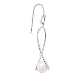 Athra Sterling Silver & Pearl Twisted Drop Earrings alternate view