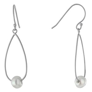 Athra Sterling Silver Fresh Water Pearl Teardrop Earrings