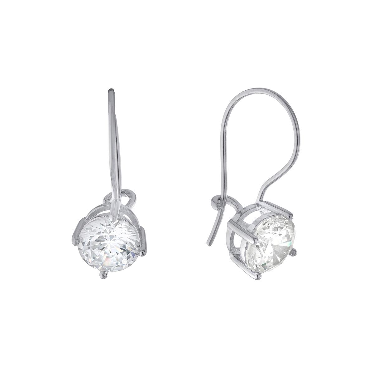 Athra Sterling Silver 7mm CZ Drop Earrings