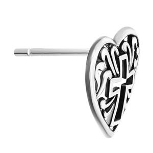 Athra Sterling Silver Cut-Out Cross Heart Stud Earrings alternate view