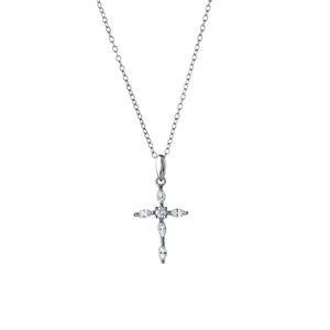 Athra Sterling Silver 18 CZ Cross Pendant Necklace