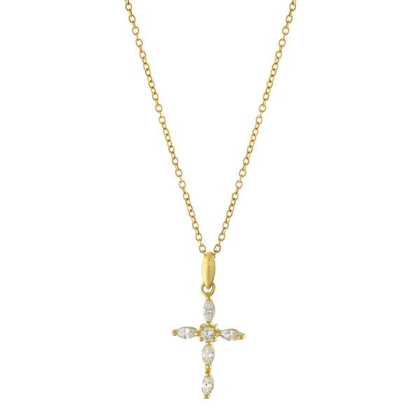 Athra 14kt. Gold Over Silver 18 CZ Cross Pendant Necklace