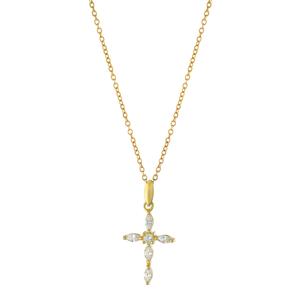Athra 14kt. Gold Over Silver 18 CZ Cross Pendant Necklace