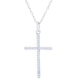 Athra Sterling Silver CZ Cross 18 Necklace