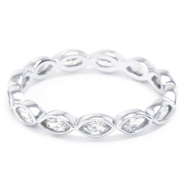 Athra Sterling Silver Marquise CZ Band Ring