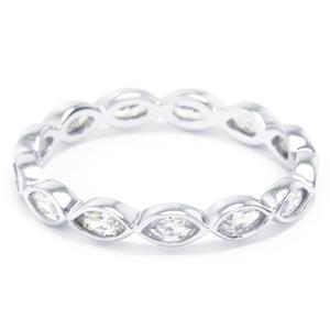 Athra Sterling Silver Marquise CZ Band Ring