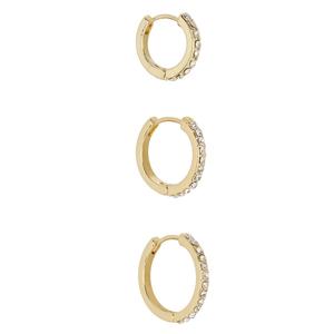 Athra 3pr. 14kt. 3pr. Gold over Brass CZ Huggie Hoop Earrings Set alternate view