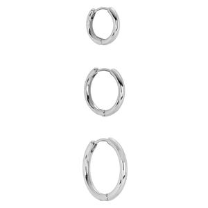 Athra 3pr. Silver Plated Huggie Hoop Earrings Set alternate view