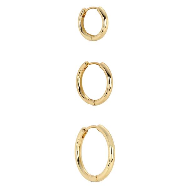 Athra 14kt. Gold over Brass 3pr. Huggie Hoop Earrings Set alternate view