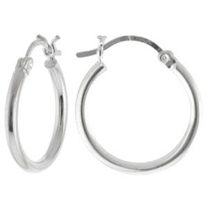Athra Fine Silver Plated 20mm Round Tube Hoop Earrings