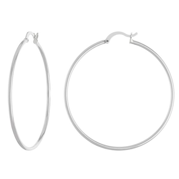 Fine Silver Plated 54mm High Polished Hoop Earrings