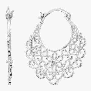 Athra Silver Plated 35mm Swirl Click-Top Hoop Earrings
