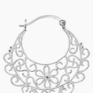 Athra Silver Plated 35mm Swirl Click-Top Hoop Earrings alternate view