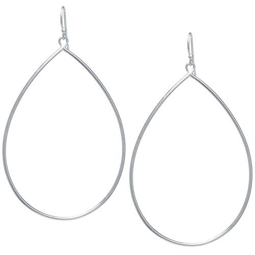Fine Silver Plated Open Teardrop Earrings with French Wire