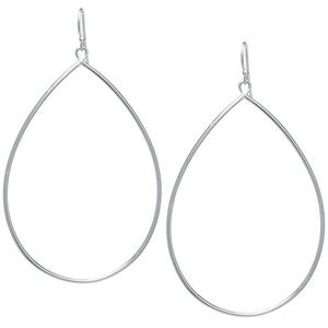 Fine Silver Plated Open Teardrop Earrings with French Wire