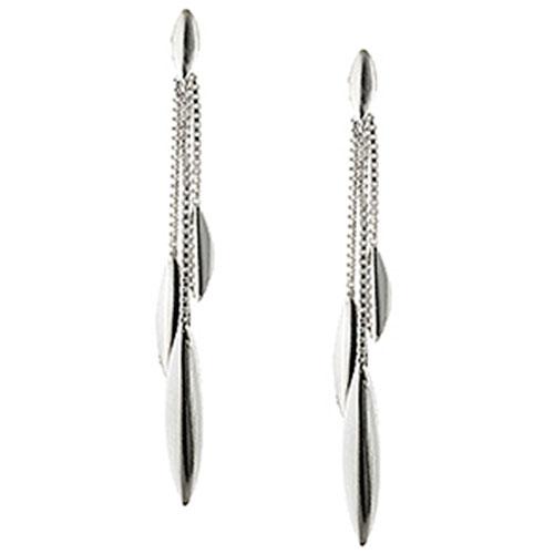 Athra Fine Silver Plated Chain Leaf Drop Earrings
