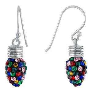 Athra Multi-Color Crystal Christmas Light Bulb Drop Earrings