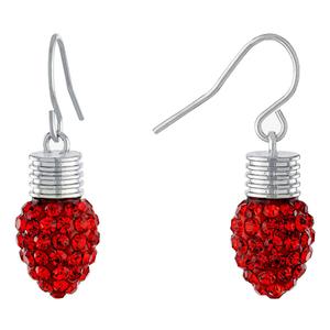 Athra Red Crystal Christmas Light Bulb Drop Earrings