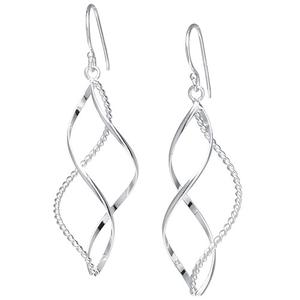 Athra Fine Silver Plated Textured Twisted Drop Earrings