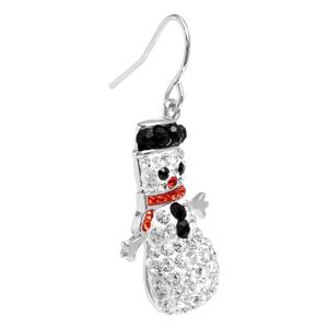 Athra Fine Silver Plated Crystal Snowman Drop Earrings alternate view