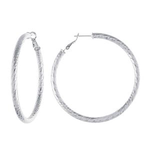 Athra Fine Silver Plated 60mm Diamond Cut Hoop Earrings