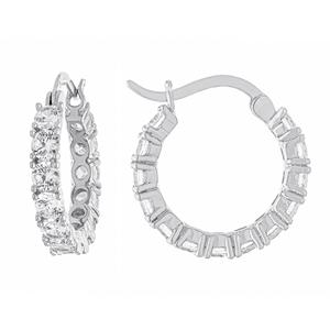 Athra Fine Silver Plated 18mm CZ Click-Top Hoop Earrings