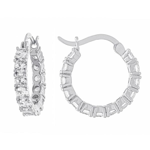 Athra Fine Silver Plated 18mm CZ Click-Top Hoop Earrings