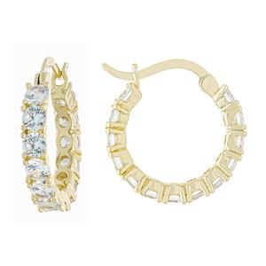Athra 14kt. Gold Over Brass 18mm CZ Click-Top Hoop Earrings
