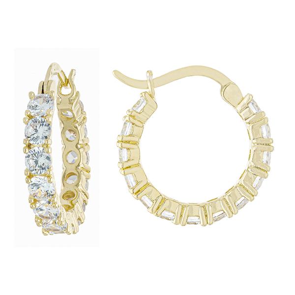 Athra 14kt. Gold Over Brass 18mm CZ Click-Top Hoop Earrings