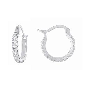 Athra Fine Silver Plated 15mm CZ Click-Top Hoop Earrings