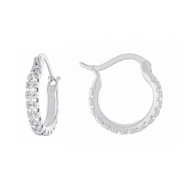 Athra Fine Silver Plated 15mm CZ Click-Top Hoop Earrings